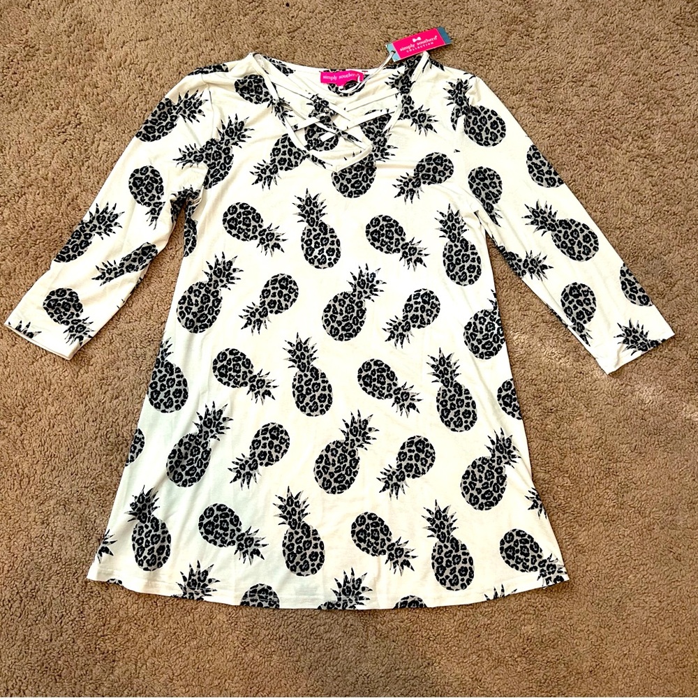 NWT Simply Southern Pineapple Tunic Coverup Black White Small